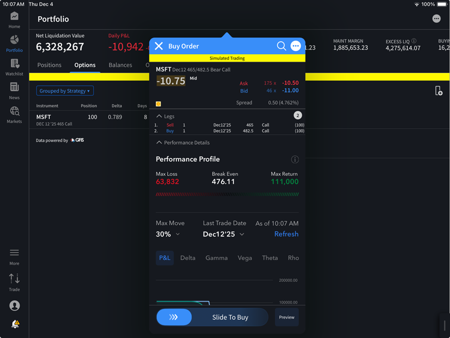 The roll option order on the ipad. 